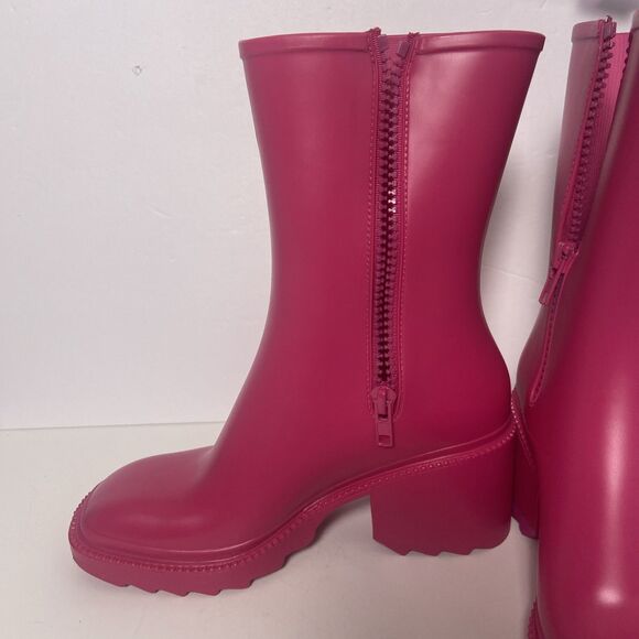 INC International Concepts Pink Square Toe Block Heel Rain Boots Size 10 NWOB - Picture 3 of 12